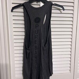 Pure Barre Heather Grey Racerback Tank with Black Circle P